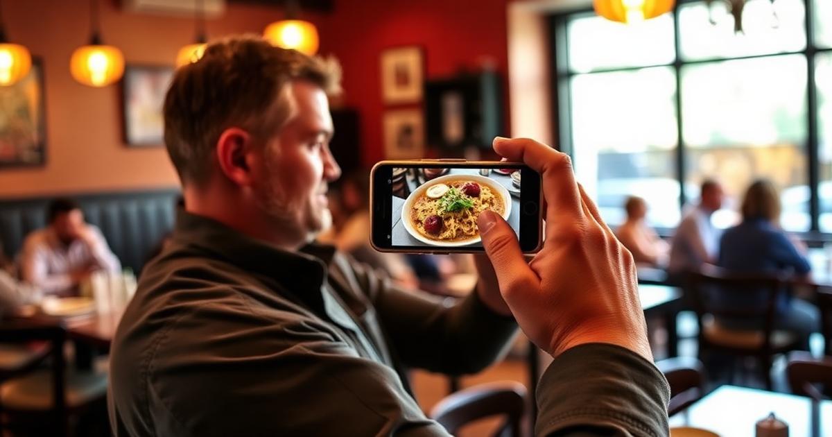 Restaurant owner photographing a daily special to post a Google Business update