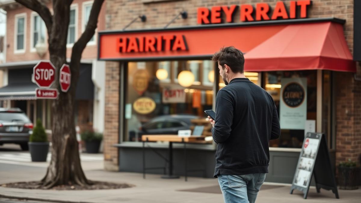 Restaurant owner reviewing local SEO checklist on a laptop