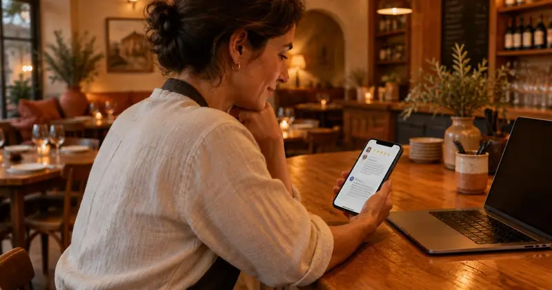 Restaurant owner comparing a review-request tool with a Google review reply tool